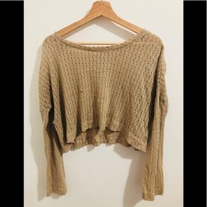 Khaki Forever 21 Crop Top Sweater